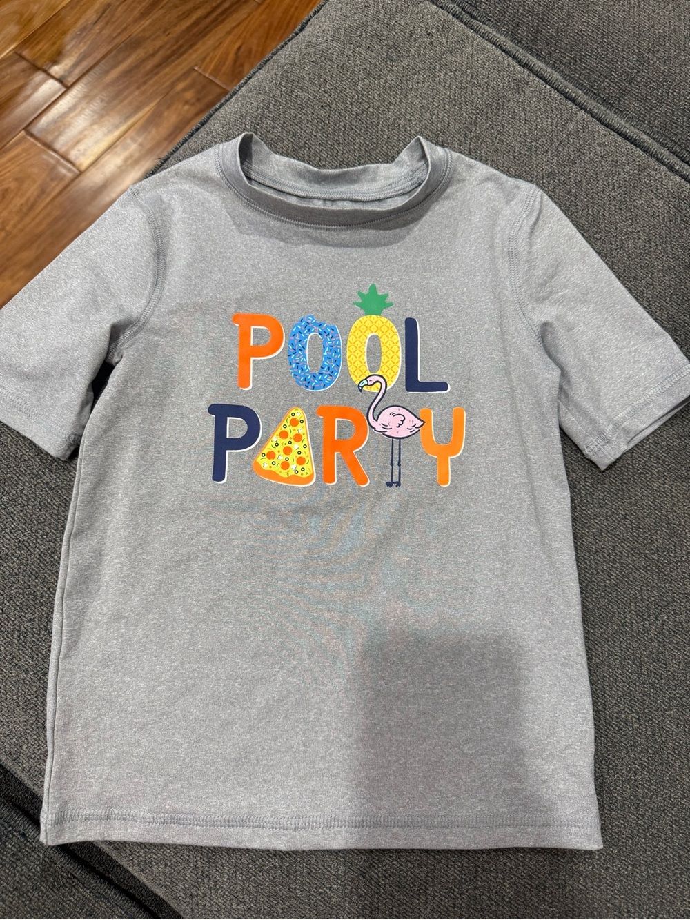 Cat & Jack Gray 'Pool Party' Rashguard Tee with Multicolor Icons